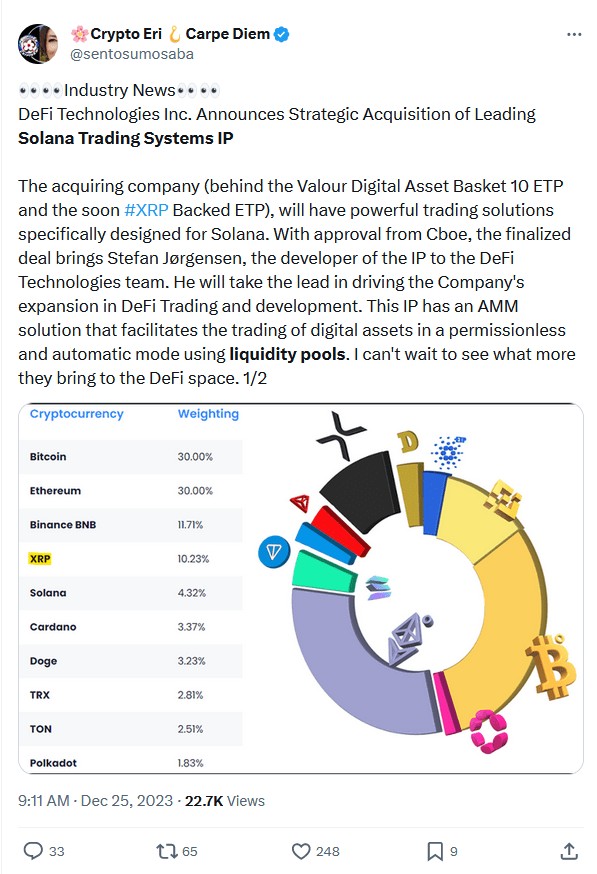 XRP 专家称赞 DeFi Technologies Solana 交易 IP 收购