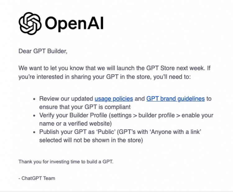 [艾略特]OpenAI GPT 商店下周推出