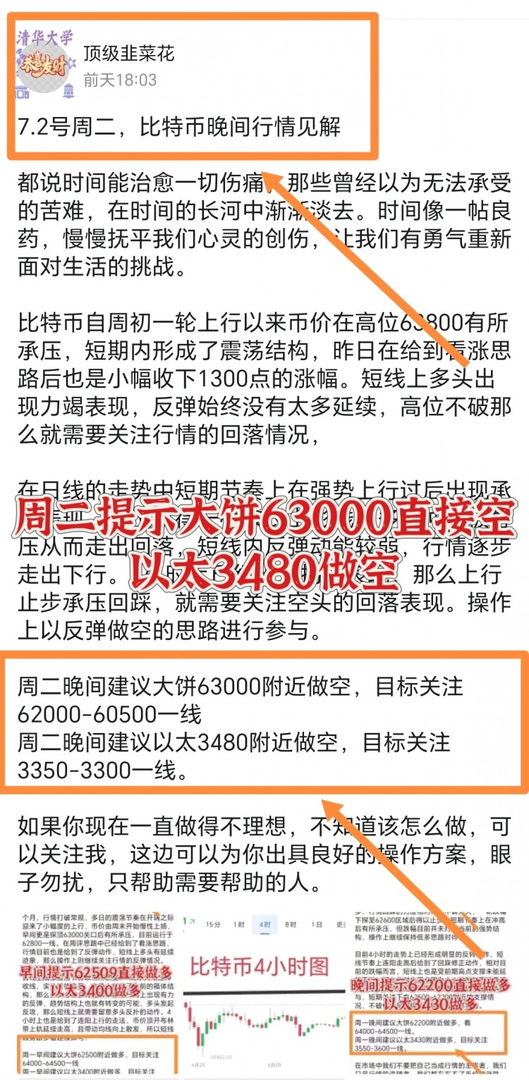 [顶级韭菜花]7.4号周四，比特币早间行情见解