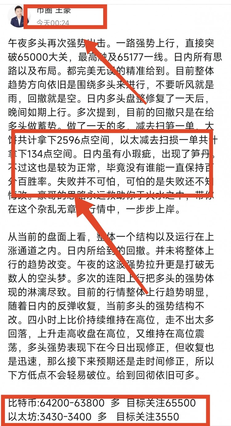 [币圈王豪]日内小结以及午夜操作思路给到