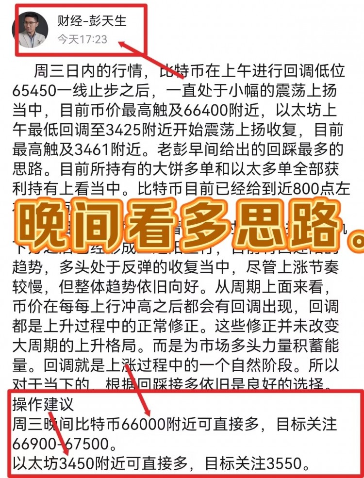 彭天生周三午夜比特币以太坊操作建议